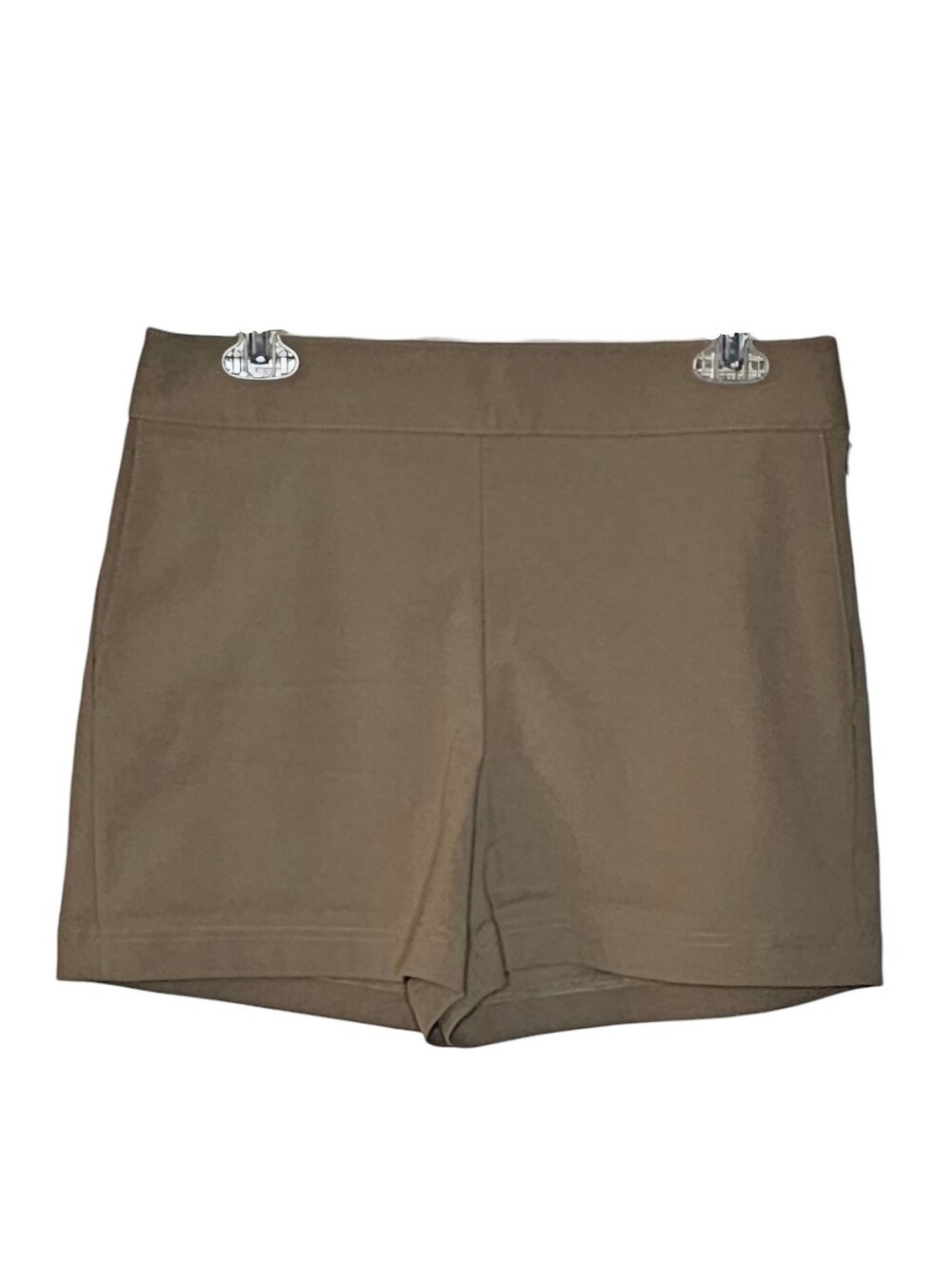 Theory High Rise Stretchy Tan Cotton Twill Clean Mini Shorts w Pockets size 4